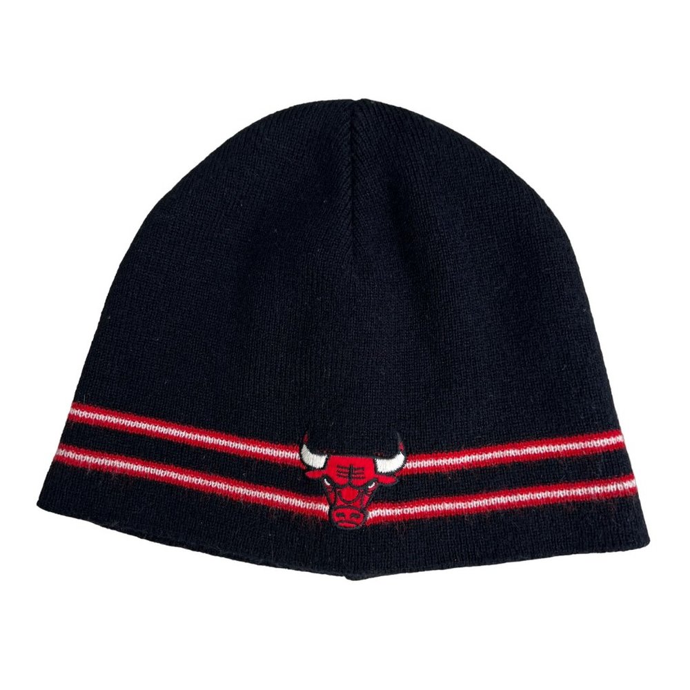 Vintage Chicago Bulls NBA Elevation Knit Beanie Hat Black Embroidered One Size